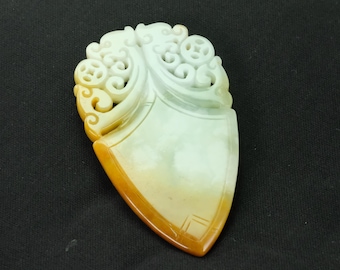 Shield 2 Color Burma Natural Jadeite Jade Pendant