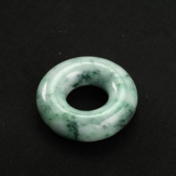 Thick Donut Tube Imperial Green Natural Jadeite Jade Pendant