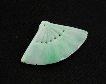 Apple Green Fan Natural Genuine Jadeite Jade Pendant