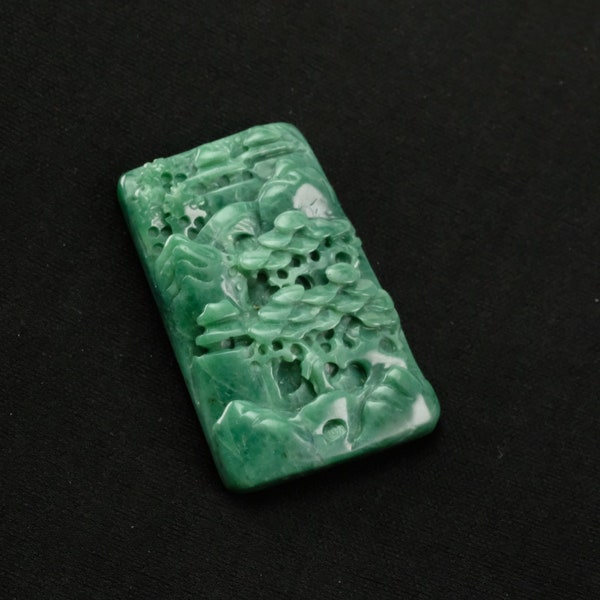 風景グリーンハンドメイド天然ジェダイト翡翠ペンダント