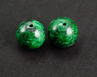 Vivid Imperial Green Pair of Round Beads Handmade Natural Jadeite Jade Pendant