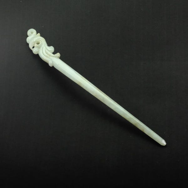 Phoenix Icy Green Handmade Natural Jadeite Jade 19cm Hair pin Hairpin
