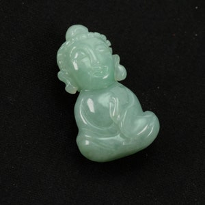 Baby Buddha Statue Myanmar Natural Jadeite Jade Pendant