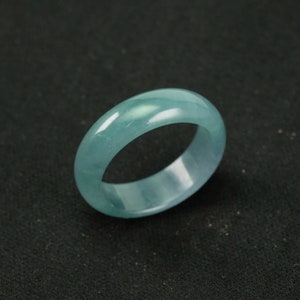 Bluish Glossy Ring Size 8 Burma Natural Jadeite Jade