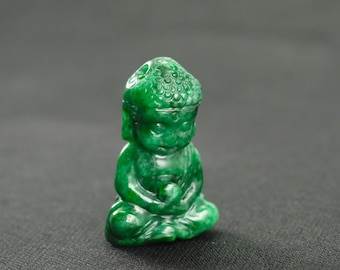 Mini Buddha Statue Imperial Green Burma Natural Jadeite Jade Pendant