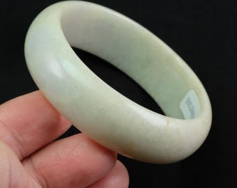 54 mm 黄緑色認定本物ビルマ翡翠バングルブレスレット - Etsy 日本