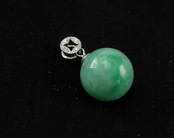 Imperial Apple Green Ball Bead Natural Jadeite Jade Pendant