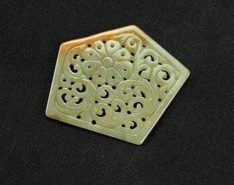 Diamond Shape 2 Color Burma Natural Jadeite Jade Pendant