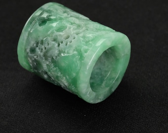 Landscape Scenery Straight Cut Bead Charm Burma Natural Jadeite Jade Pendant