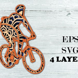BIKE 3 D mandala, 4 strati, svg, eps, download digitale