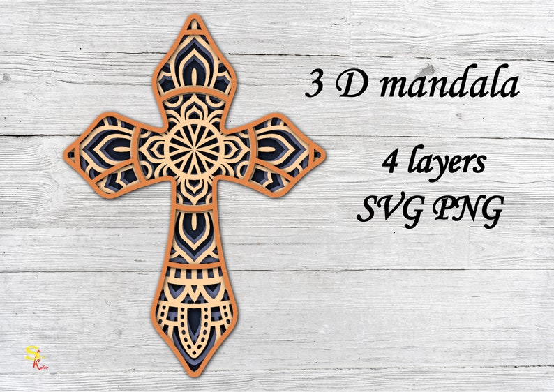 Download 3d Mandala Svg Eps File 4 Layers Cross Digital Download Drawing Illustration Art Collectibles Fakhrmaftool Ir