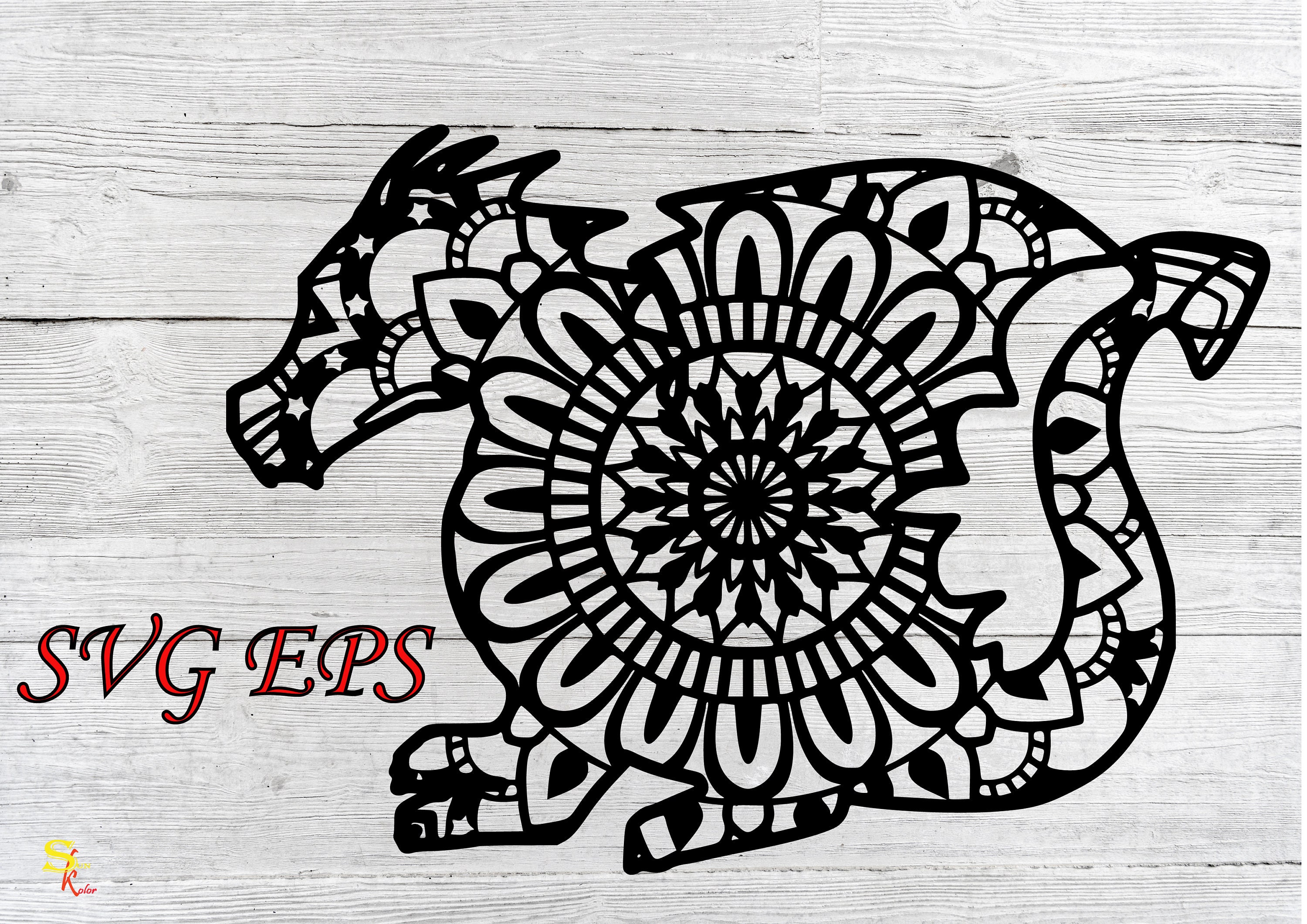 Dragon 2 d mandala digital download Svg Eps file | Etsy