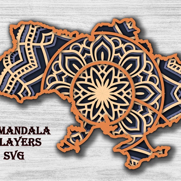 UKRAINE MAP , 4 layers , 3d mandala , only Svg files