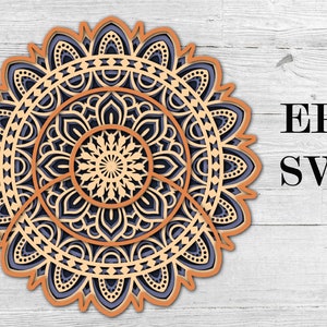 FLOWER MANDALA , mandala 3D , 4 couches , fichiers Svg Eps , Téléchargement numérique