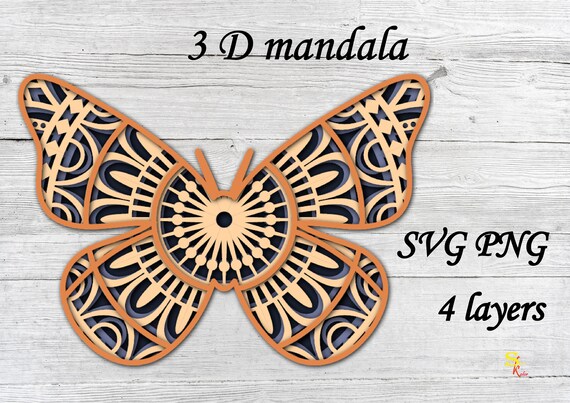 Download 3d Butterfly Mandala Svg Eps File Digital Download Etsy