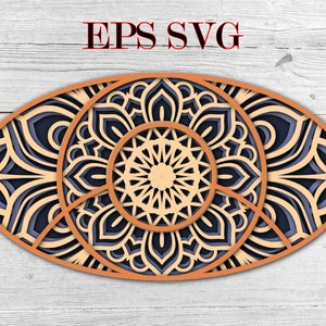 Elipse, oval,, 3D Mandala, 4 Schichten, SVG EPS-Dateien, digitaler Download