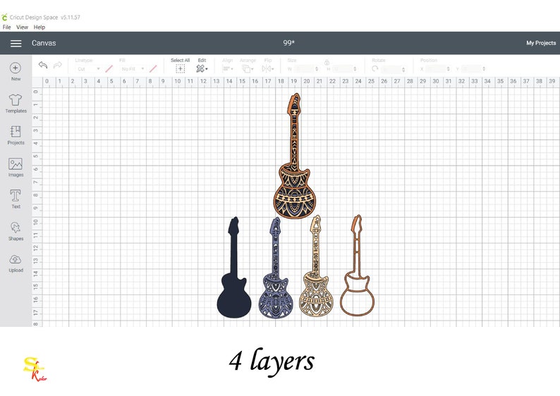 Download 3 D mandala 4 designs guitars 4 layers SVG and PNG files | Etsy