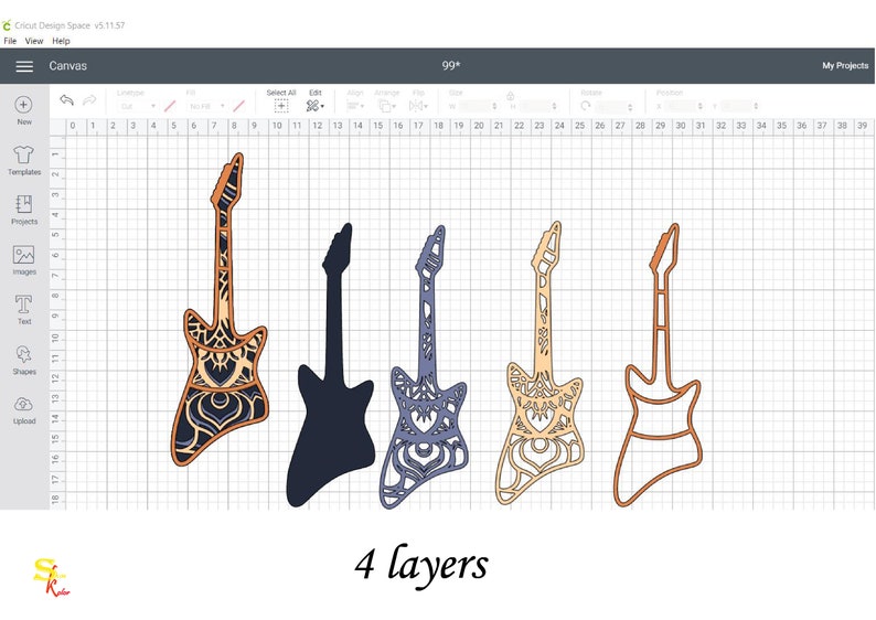 Download 3 D mandala 4 designs guitars 4 layers SVG and PNG files ...