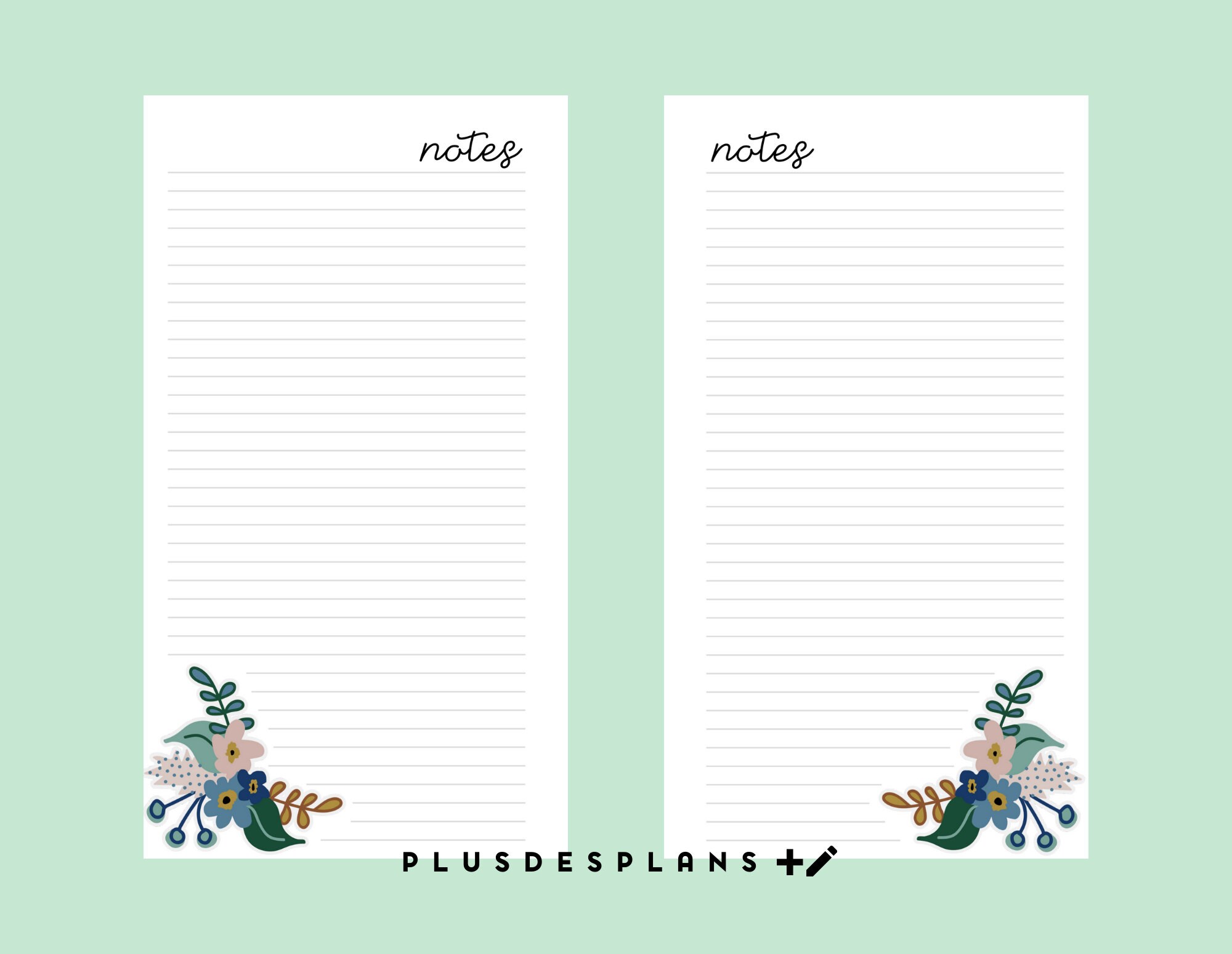 Floral Notes & Ideas with Flowers detail Personal size Etsy