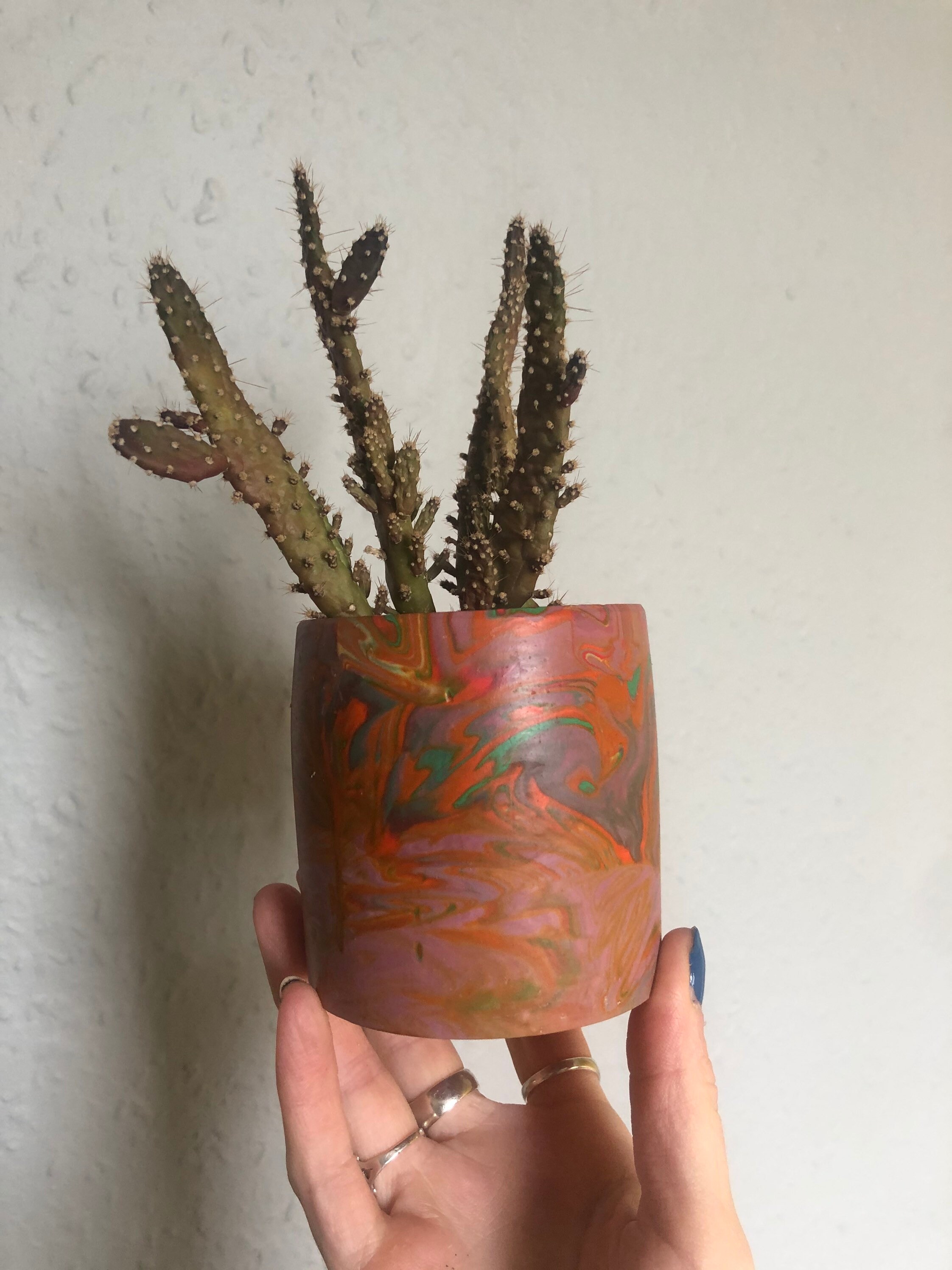Small marble effect plant pot. Etsy