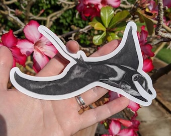 Manta Ray Sticker - Manta Ray Decal - Manta Laptop Sticker - Manta Bumper Sticker - Oceanic Manta Sticker - Artist Sticker - Stipple