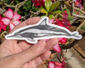 Dolphin Sticker - Dolphin Decal - Dolphin Laptop Sticker - Dolphin Bumper Sticker - Ocean Sticker - Spinner Dolphin - Stipple Art - Stipple