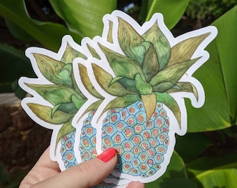 Hawaiian Pineapple Sticker - Pineapple Decal - Pineapple Laptop Sticker - Pineapple Clear Sticker - Pineapple Bumper Sticker