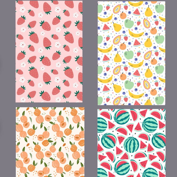 Summer Fruit Tubie Tape: Strawberries, mixed fruit, peaches, and watermelon - 4”x6” Hypafix Tape