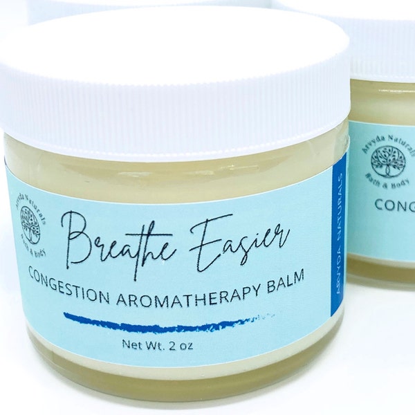 Breathe Easier Balm, Congestion and sinus balm, Congestion aromatherapy balm.