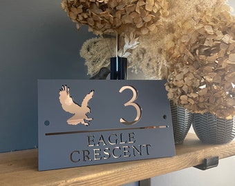 Modern Acrylic House Sign, Contemporary, Door Sign, Door Number, Address Sign - Eagle