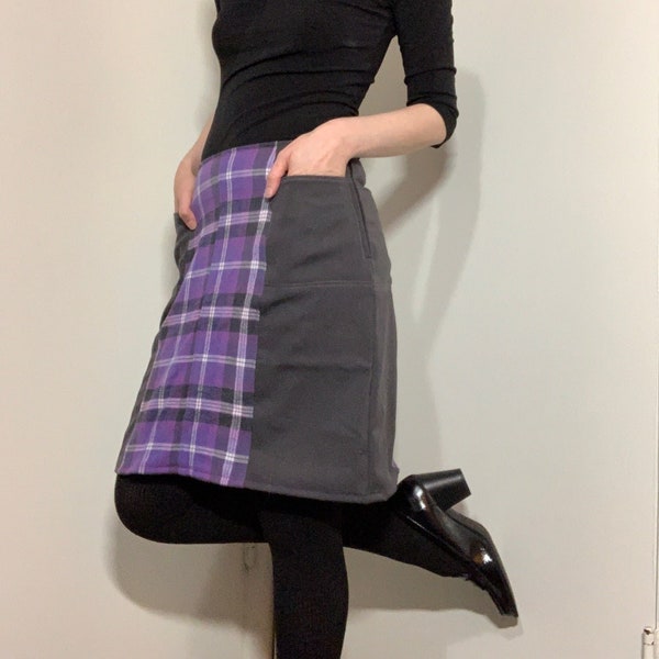 Sewing Pattern for Color block Paneled Skirt with Four Pockets for Upcycling Recycling and Remnants