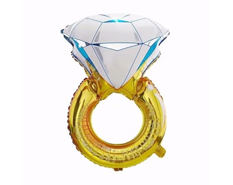Engagement Ring Balloon Gold 19" Mylar Foil Balloon | Bachelorette Party Balloons | Engagement Party Balloons | Bridal Shower Balloons