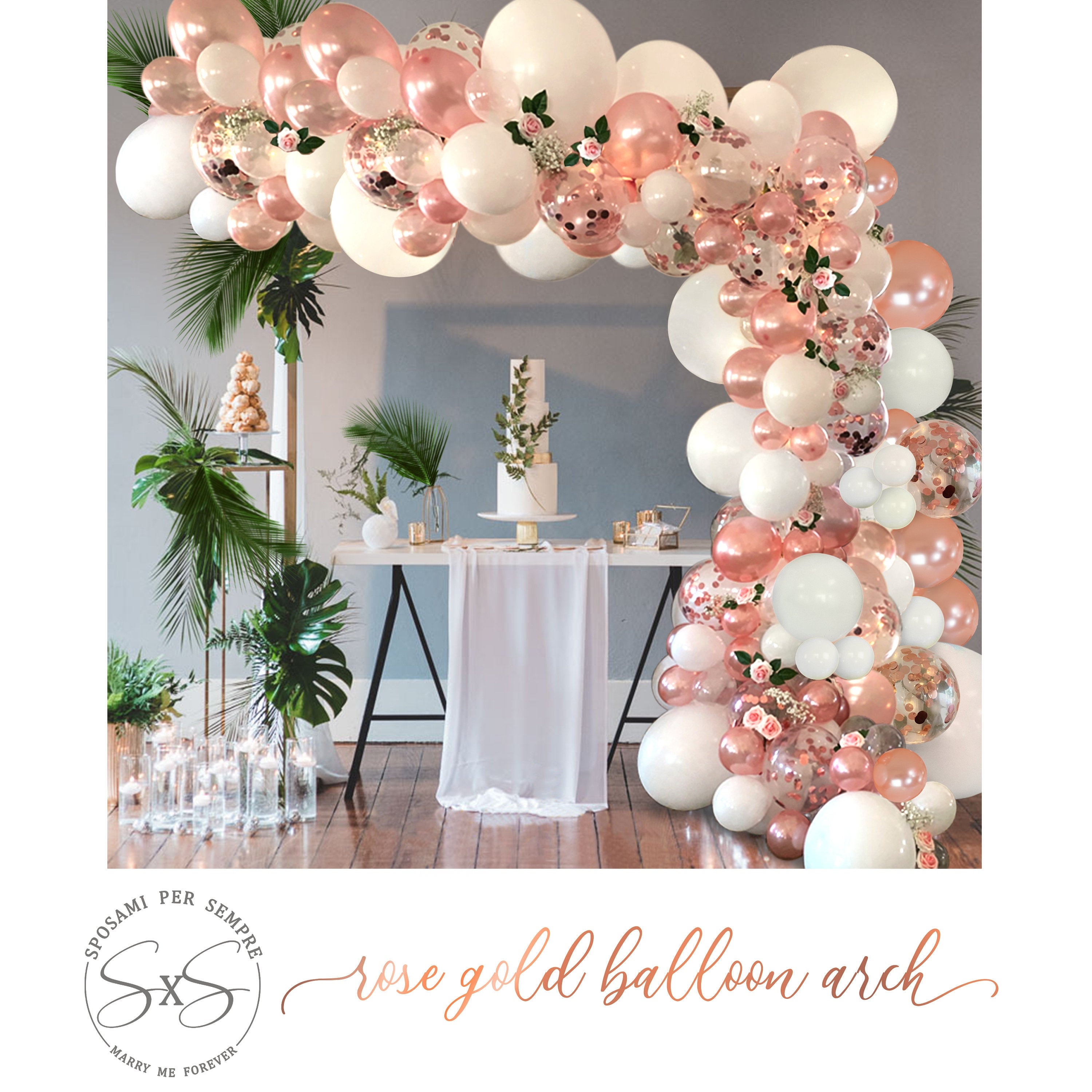 Royaume-Uni Rose Confettis Ballon Arch Set Kit Anniversaire Mariage Baby Shower Garland decor
