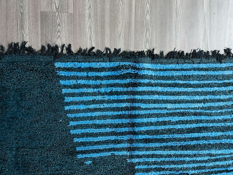 Shaggy Navy Blue and Black Rugs, High Pile Rug For Living Room, Bedroom, Area Carpet image 3