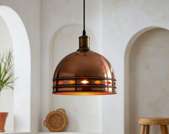 Handmade Copper Lamp Shade, Kitchen Island Lighting, Dome Lamp, Dining Room Accent, Home Decor.