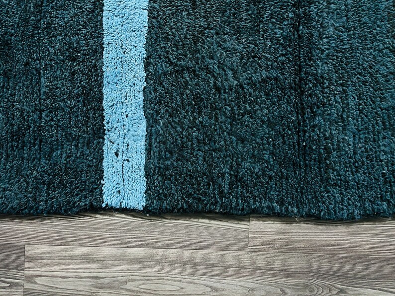 Shaggy Navy Blue and Black Rugs, High Pile Rug For Living Room, Bedroom, Area Carpet image 7
