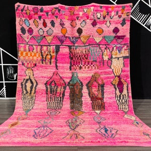 Artistic Boujaad Rug- Moroccan Rugs Pink- Large Area Carpet- Berber Wool rug.