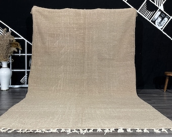 BEIGE CARPET - Sheep Wool rug - Custom Green Moroccan rug - Flatweave Kilim rug - rug for bedroom - Beige rug 8x10.