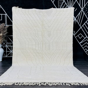 Super wool rug - Moroccan Plain White rug -  Custom rug - Solid White rug - White Moroccan rug - Beni Ourain rug