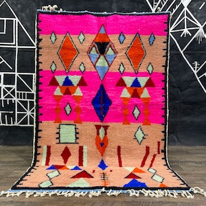 Marokkanischer Beni Ourain Teppich - Marokkanischer Teppich - Symbole Berber Teppich - Beni Ourain