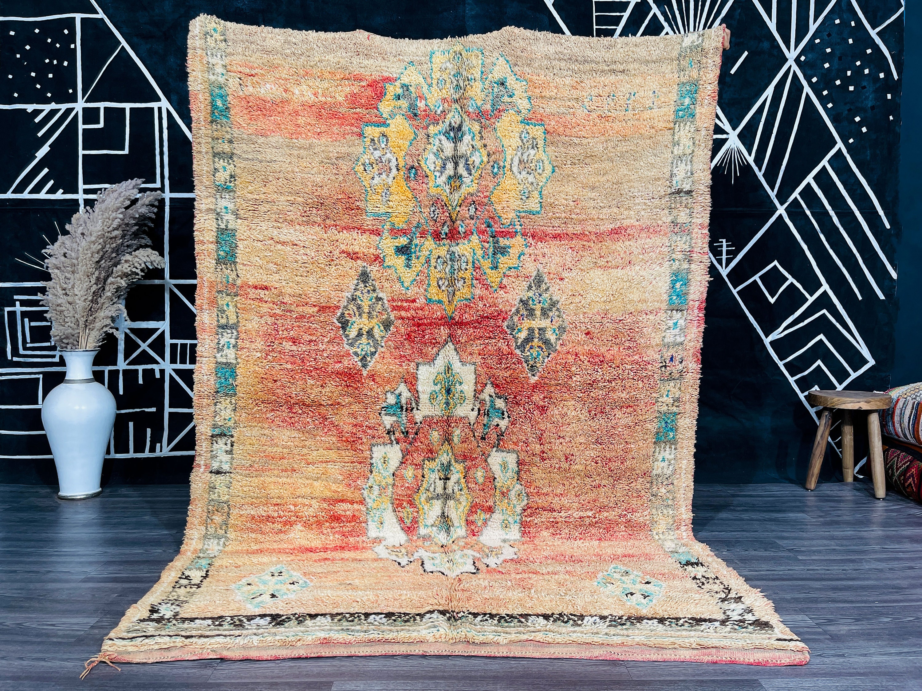 Handmade Multicolored Wool Berber Rug Moroccan Azilal 6x9