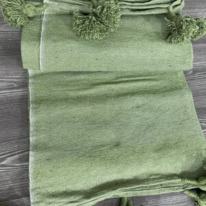 Moroccan Green Blanket Pom Pom Baby Blanket Knitting Pattern Handmade Blanket image 8