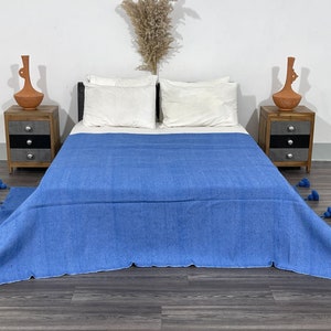 Blue Linen bedspread Natural linen bed cover Linen bed throw in various colors Linen counterpane Stonewashed linen quilt image 2