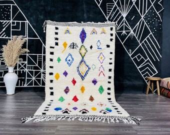 Cute Moroccan Rug - Beni Ourain Colorful Rug - Geometric Rug - Custom Beni Ourain rug - Style Moroccan Rug - Custom rug