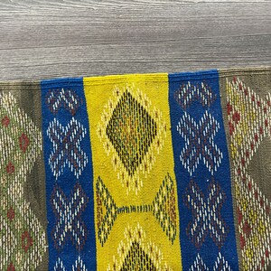 Striped small Moroccan rug, Colorful Kilim Rugs, Geometric Kelim Wool Area Flat Weave Carpet image 6