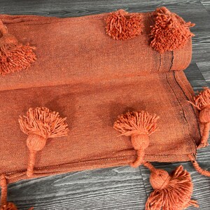 ORANGE WOOL BLANKET Moroccan Blanket Handmade Soft Wool Moroccan Ivory Blanket Birthday Gift For Mom Comfy Blanket Bedroom Decor Gift image 7