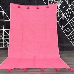 100% Moroccan Cotton Waffle Bedspread Coverlet Pique, Honeycomb Bedding Set, 1 Piece, Fuchsia with Size Options Moroccan Bed Blanket Pink