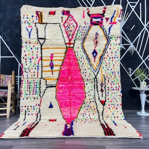 White and Pink azilal rug, moroccan custom rug, berber carpet, handmade rug, woolen moroccan rug, moroccan carpet, bohemian rug