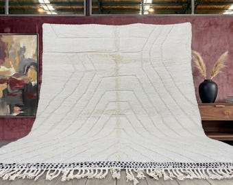Tapete Beni Ourain branco – Tapete marroquino de lã tecido à mão