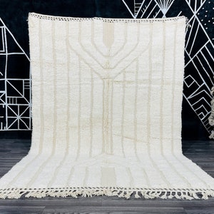 Amazing Beni Ourain Rug, Moroccan Rug, Large Area Rug, Custom Rug, White Moroccan Rug, Solid White Rug, Genuine Wool Rug, Bohemian Rug